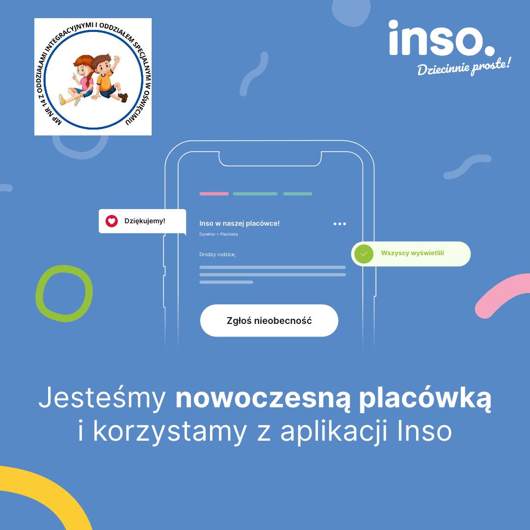 Informacje dotyczące funkcjonowania aplikacji Inso w naszym przedszkolu