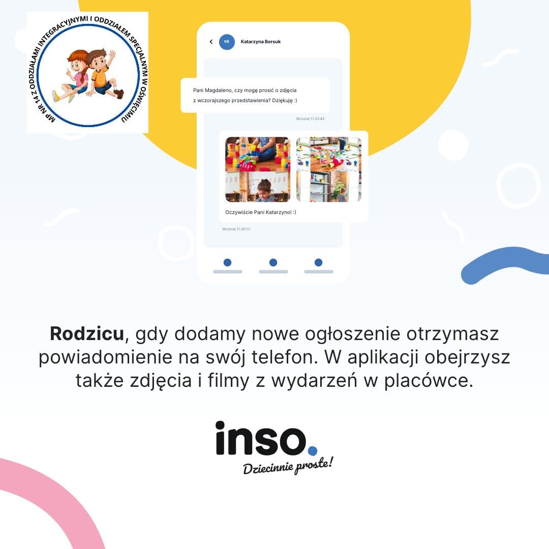 Informacje dotyczące funkcjonowania aplikacji Inso w naszym przedszkolu