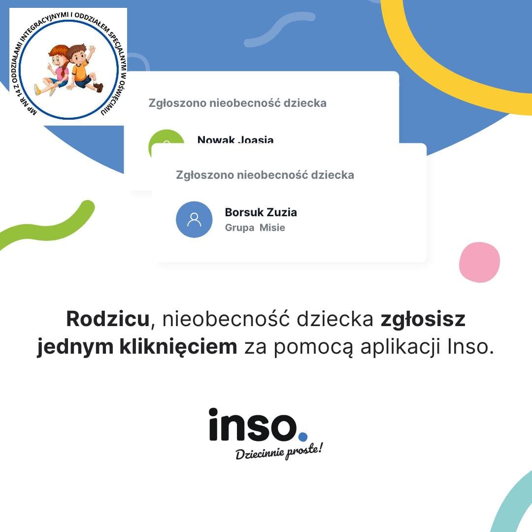 Informacje dotyczące funkcjonowania aplikacji Inso w naszym przedszkolu